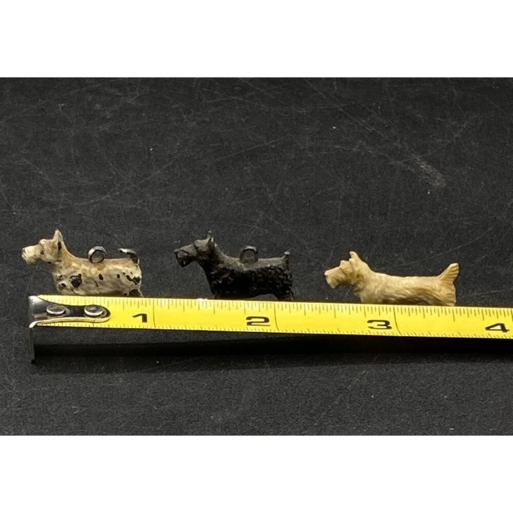 Tiny Celluloid Scottie & 2 Charm Cast Iron Scotties 1940’s Scottish Terrier - Picture 2 of 10